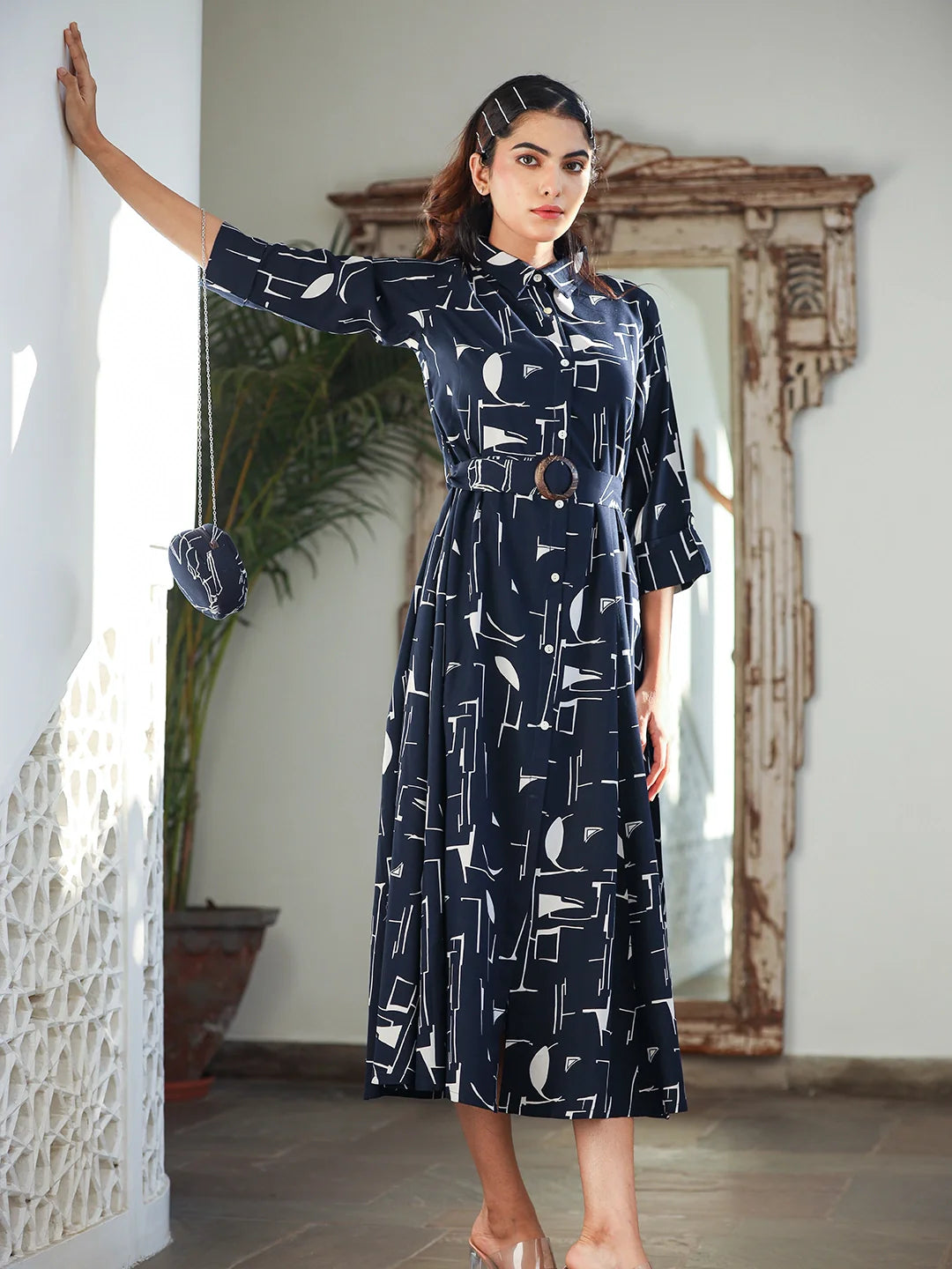 Myra WOMEN'S BLUE THE MARBLE PRINT GOWN