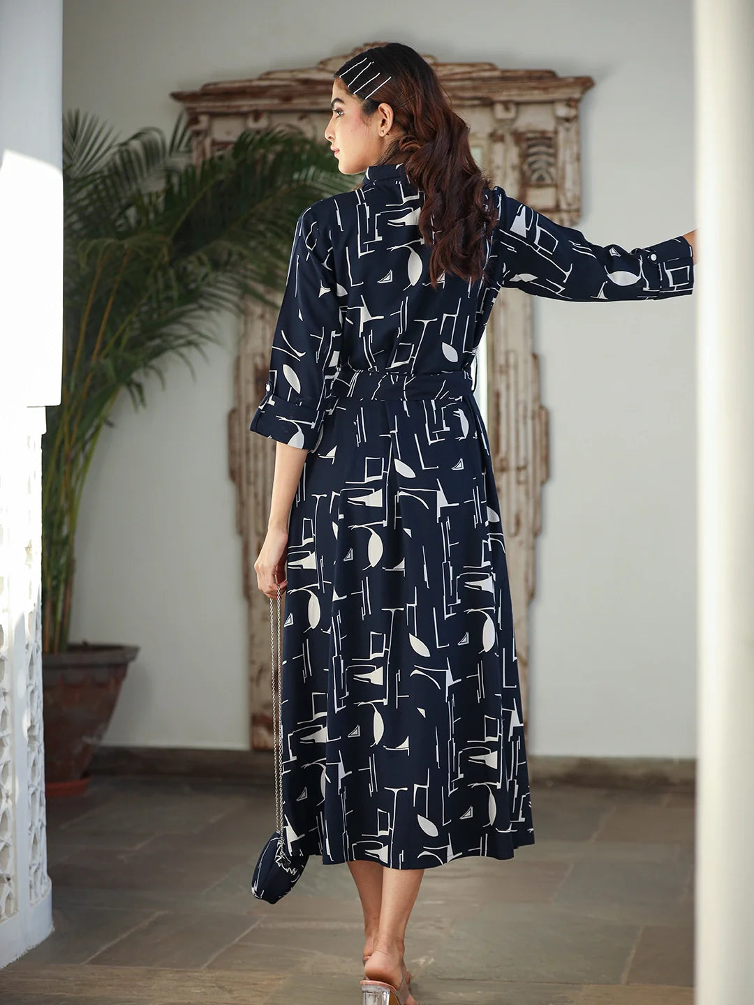 Myra WOMEN'S BLUE THE MARBLE PRINT GOWN