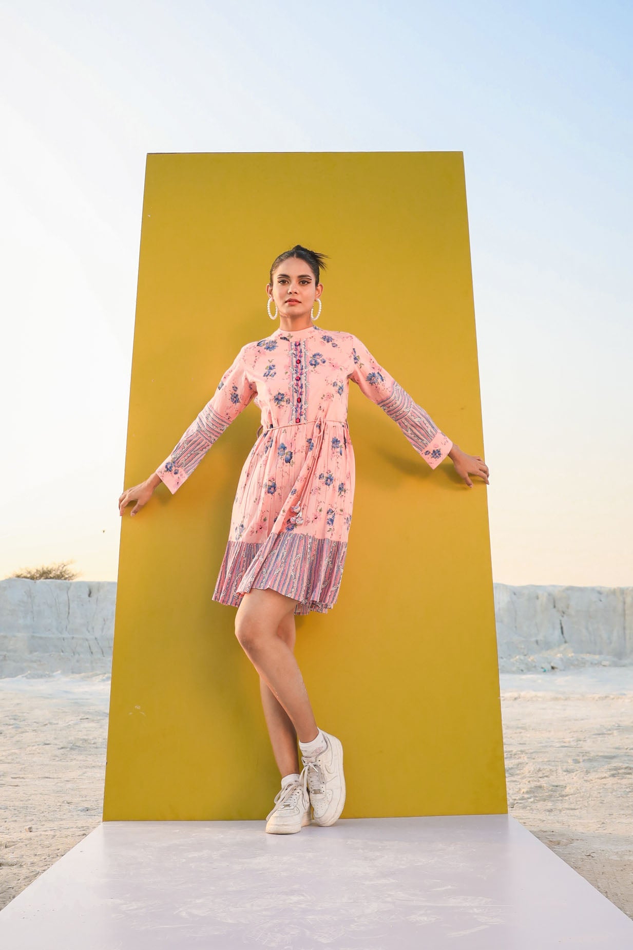 Siya WOMEN'S PINK THE CUTE PRINTS SHORT DRESS