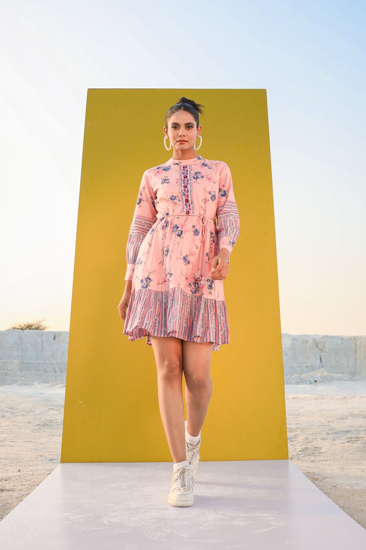Siya WOMEN'S PINK THE CUTE PRINTS SHORT DRESS