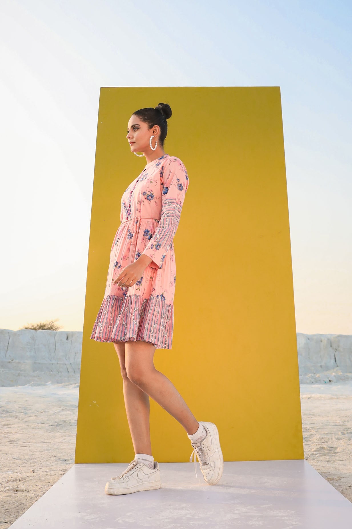 Siya WOMEN'S PINK THE CUTE PRINTS SHORT DRESS