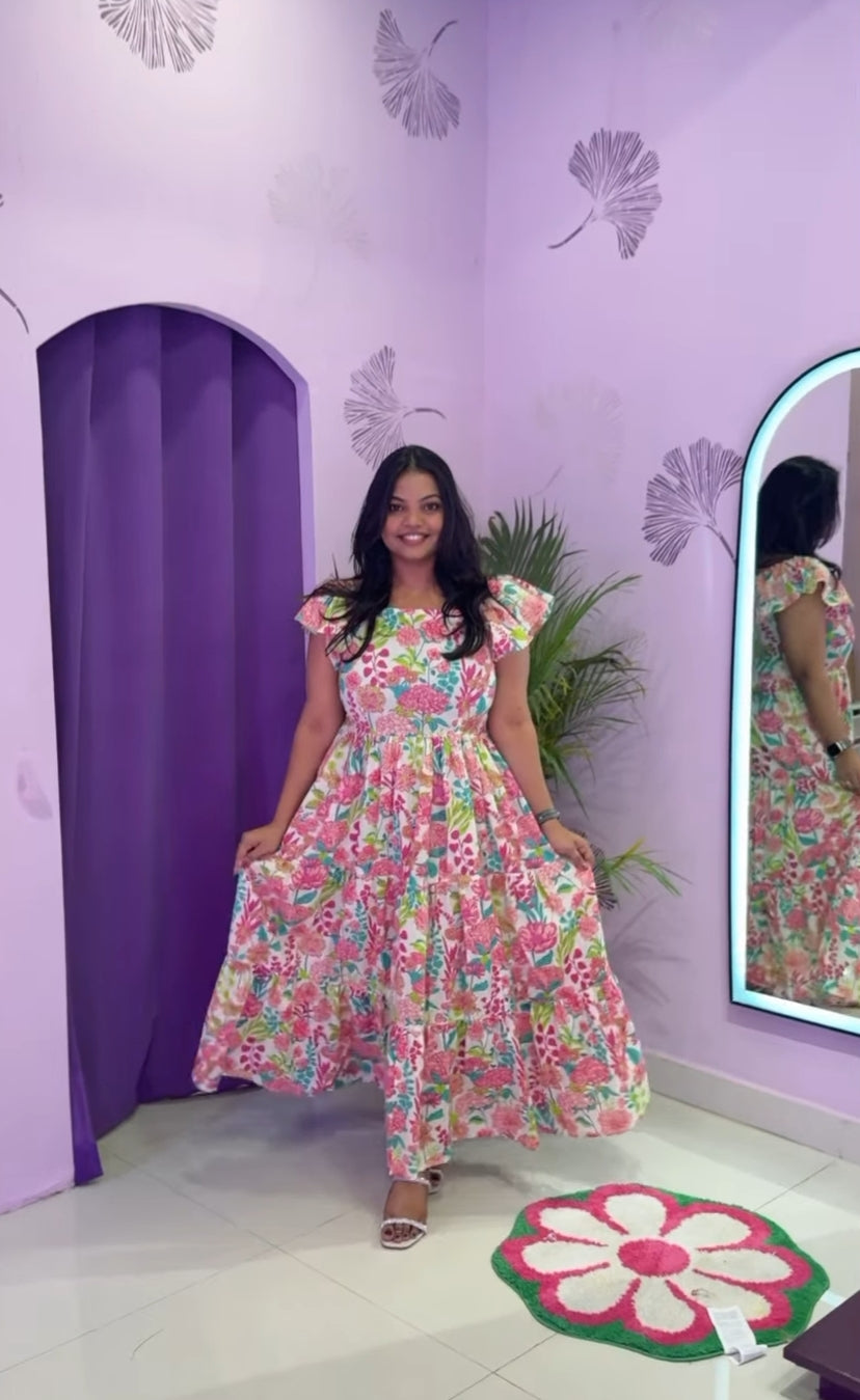 Anucharan's Floral Pink Dress