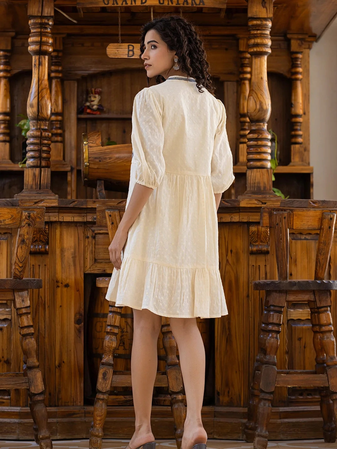 Naira WOMEN'S OFF-WHITE COTTON CANDY DREAM: SHORT DRESS