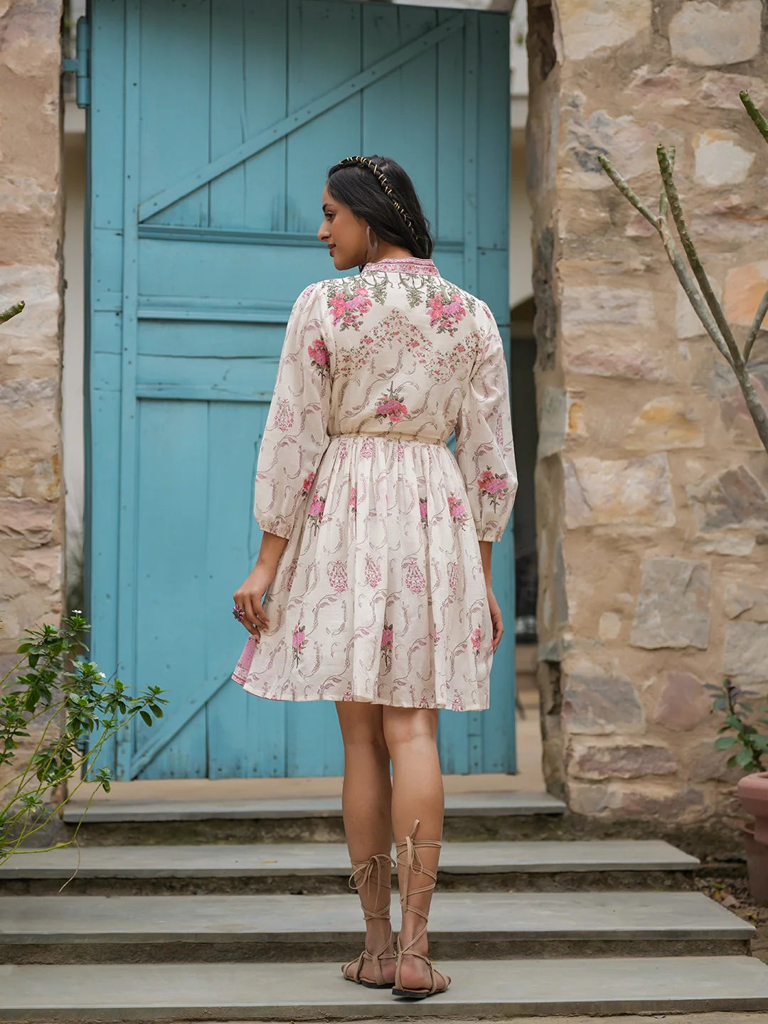 Siya WOMEN'S PINK ARTISTIC ALLURE: SHORT DRESS WITH PRINT