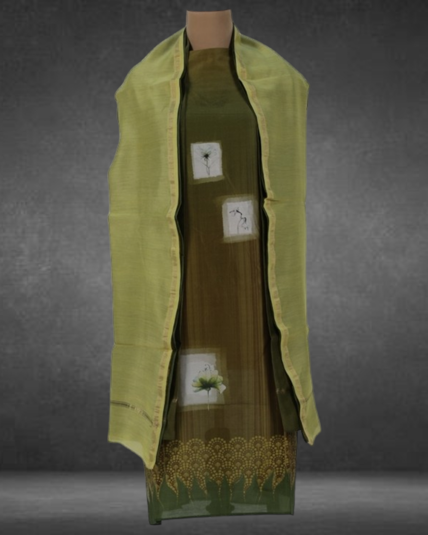 Semi Stitched Chanderi Casual Suit Set