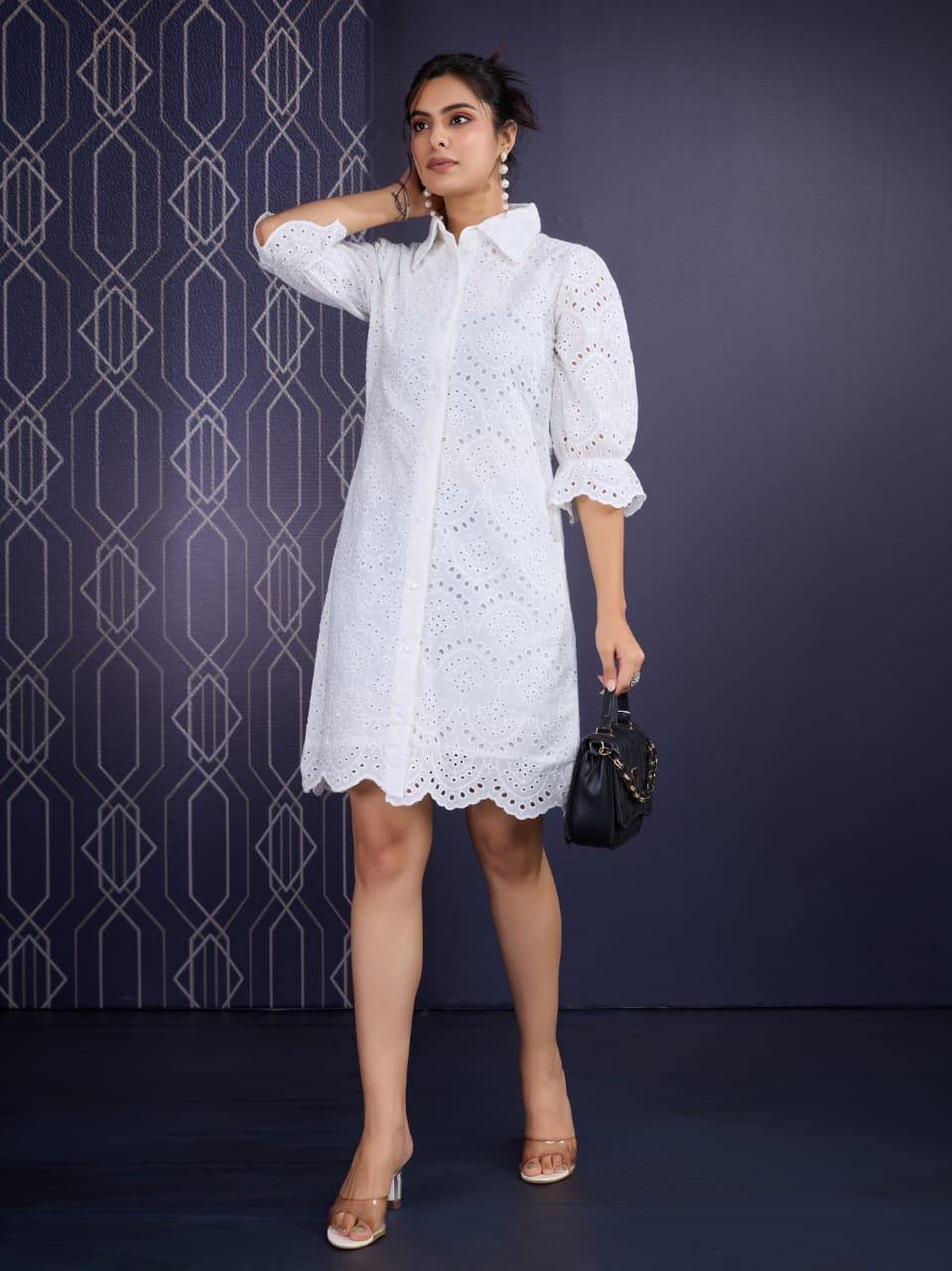 Indigo Ruffle Neck Tunic