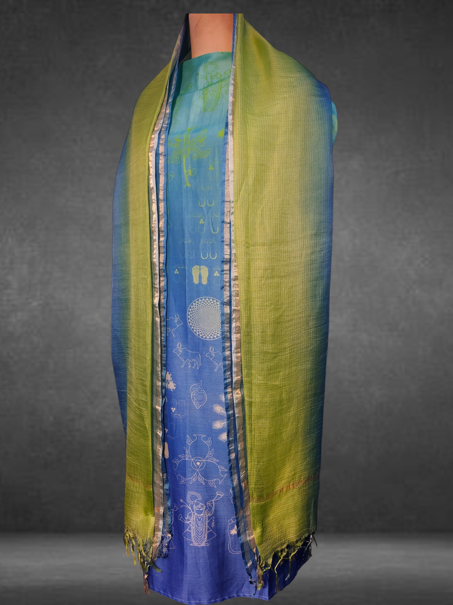 Semistitched Chanderi casual Suitset