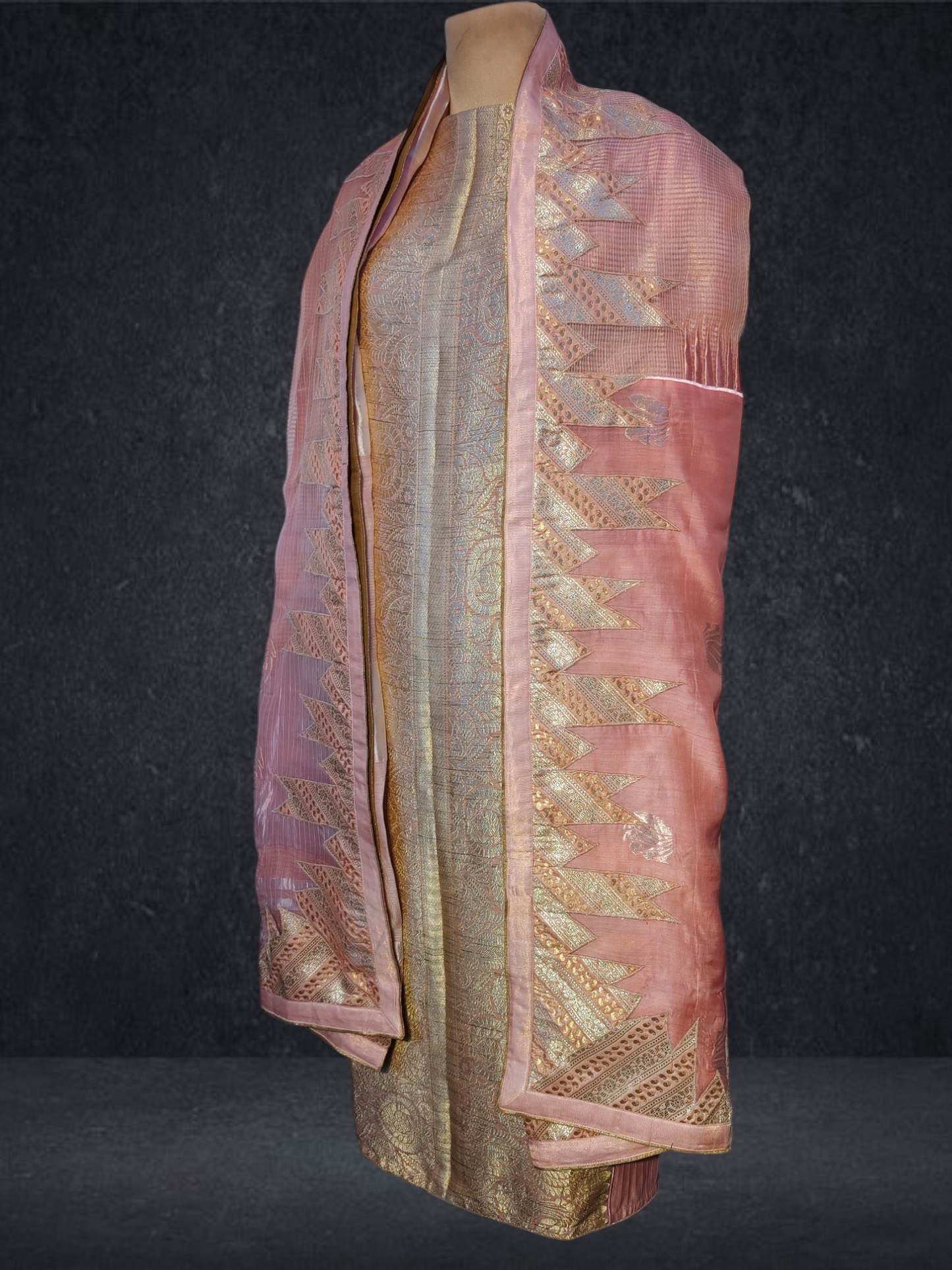 Semi Stitched Chanderi Formal Suitset