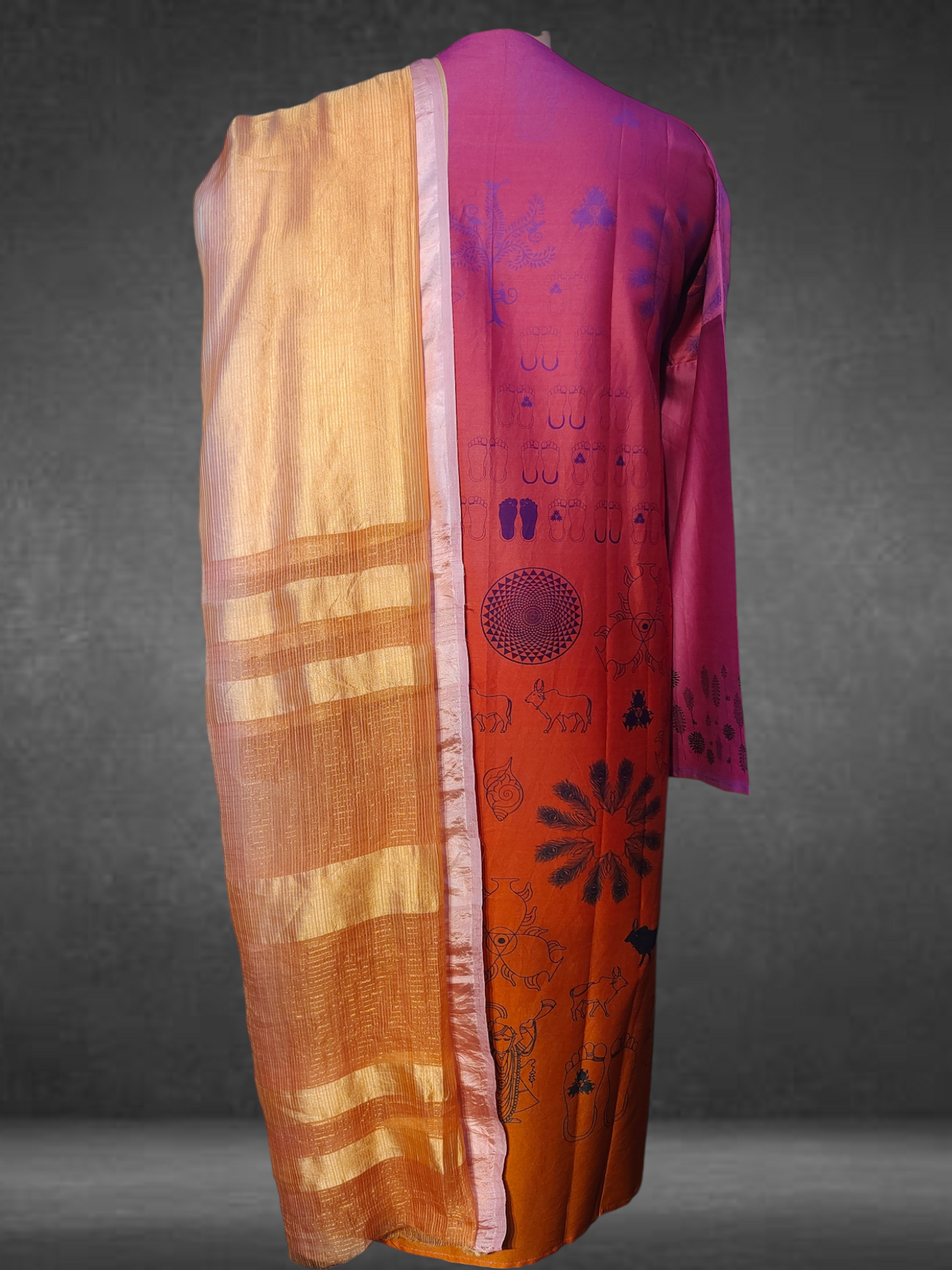 Semistitched Chanderi casual Suitset