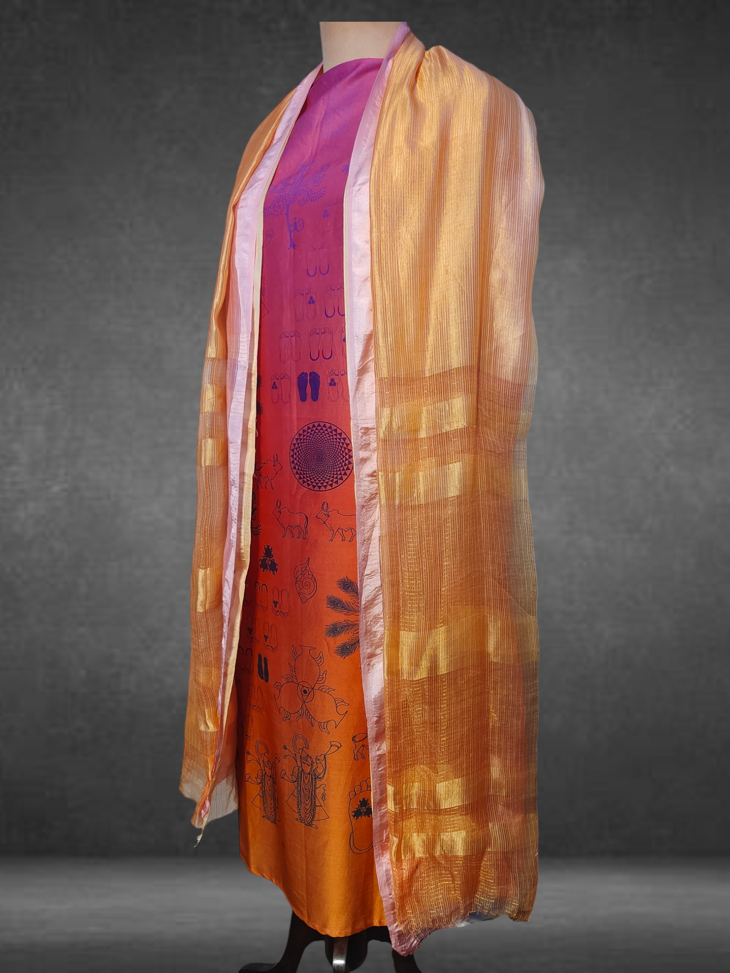 Semistitched Chanderi casual Suitset