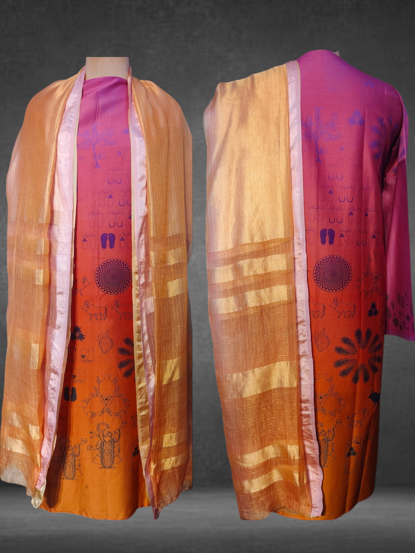 Semistitched Chanderi casual Suitset