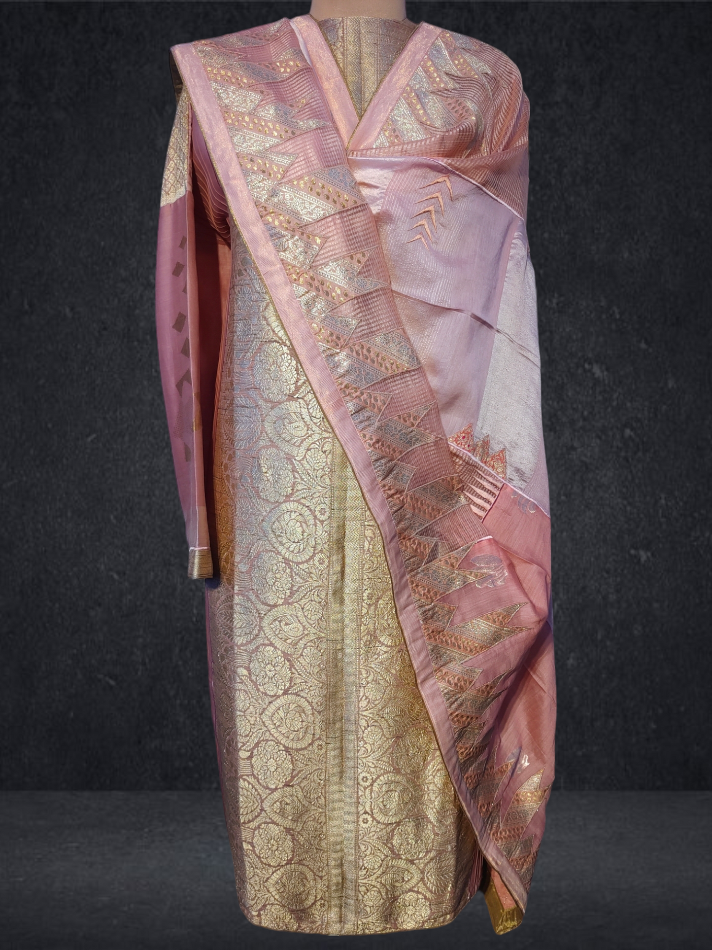 Semi Stitched Chanderi Formal Suitset