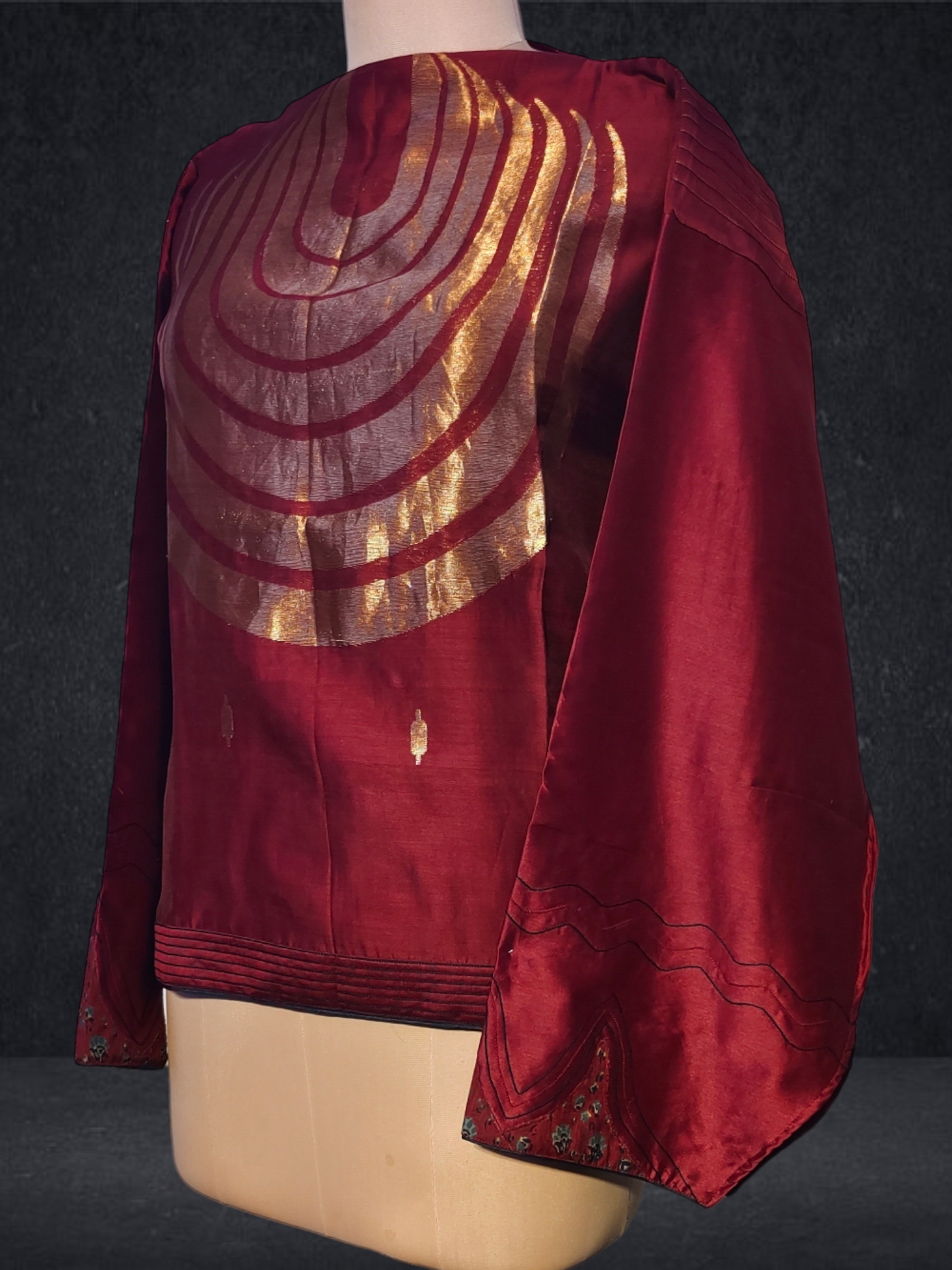 Semistitched Chanderi Zariwoven Short Tunic