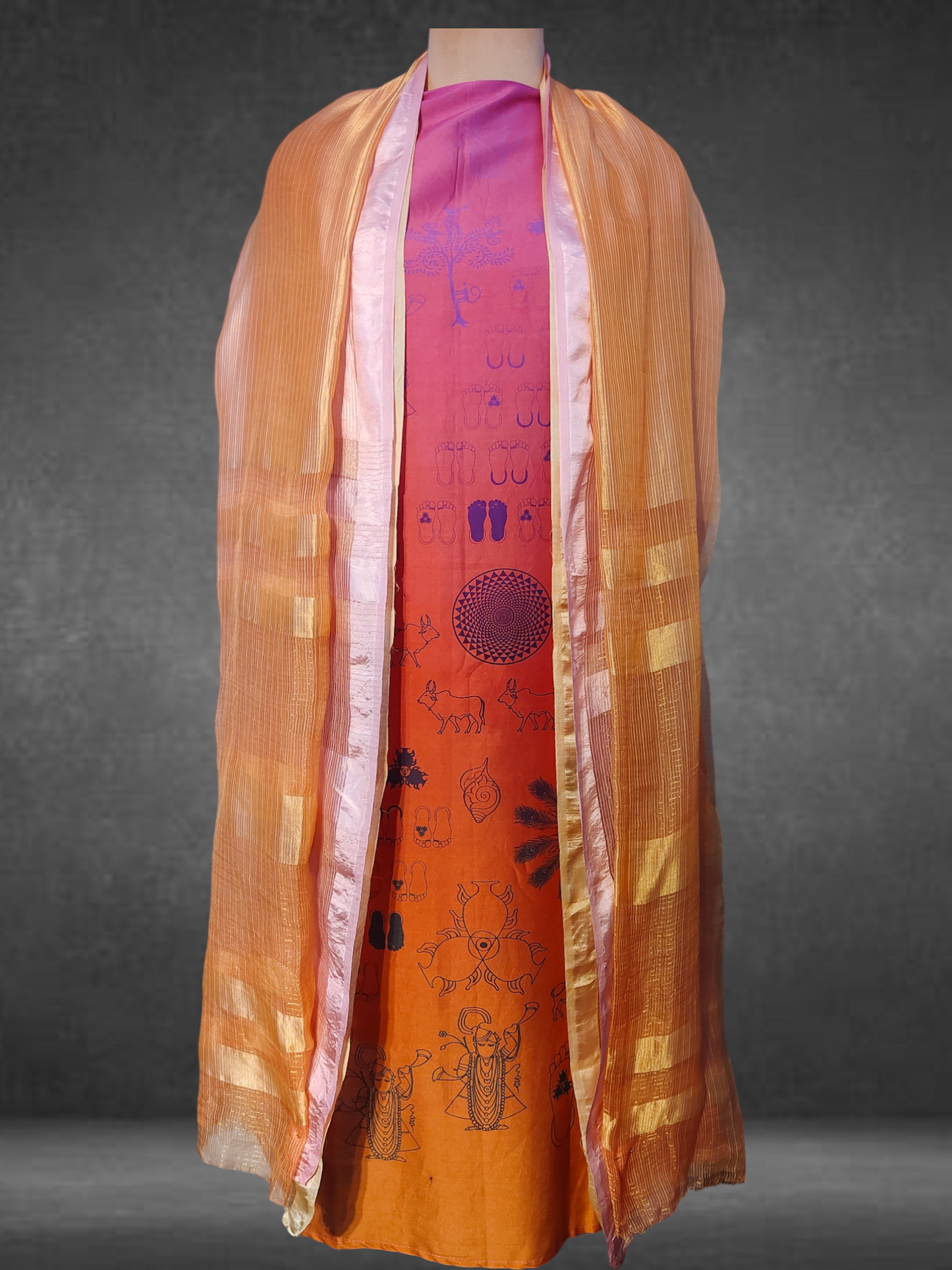 Semistitched Chanderi casual Suitset