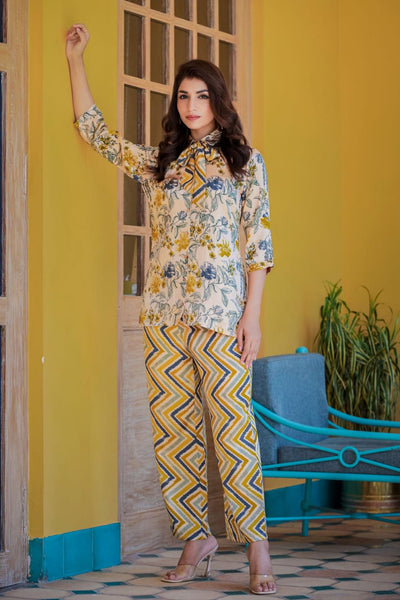 Aira A Satin Flora Co-Ord Set.