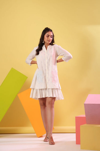 Kiara WOMEN'S WHITE GARAGE MINI SHORT DRESS