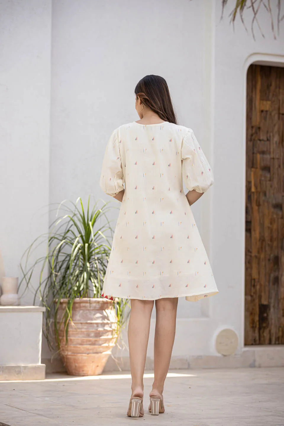 Siya Women'S Pink Cotton Short Dress With Soothing Colours