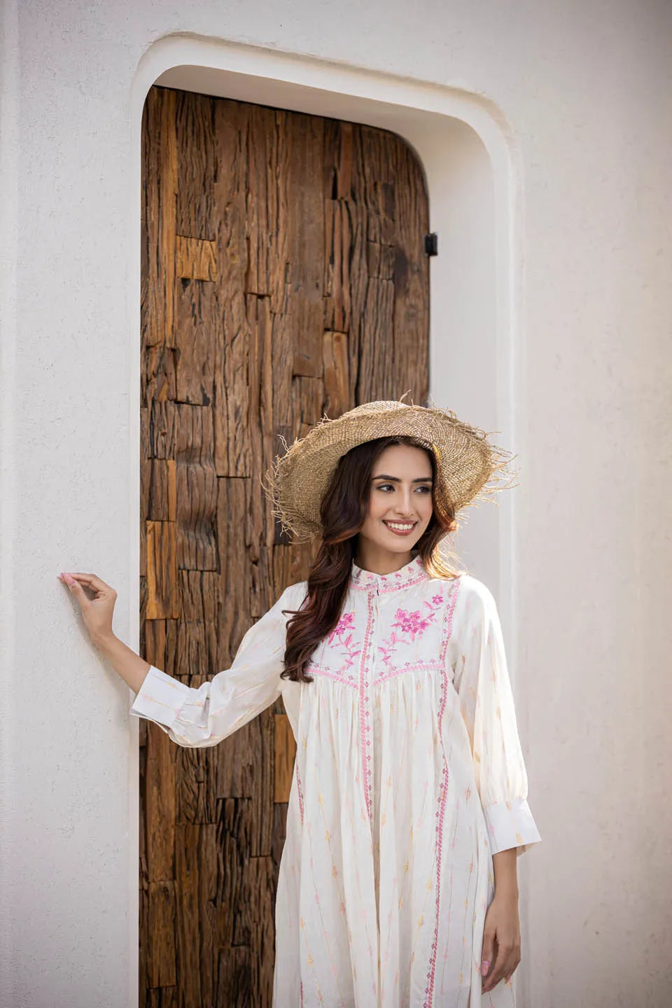 Siya Women'S Pink Cotton Short Dress With Soothing Colours