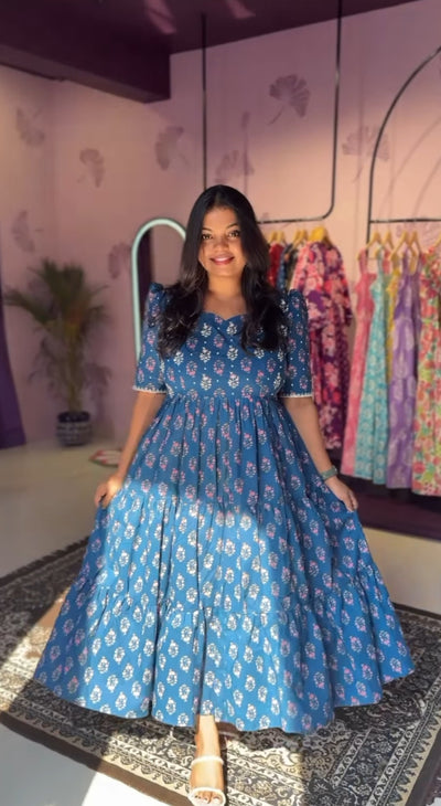 Anucharan's Mini print Indigo Dress