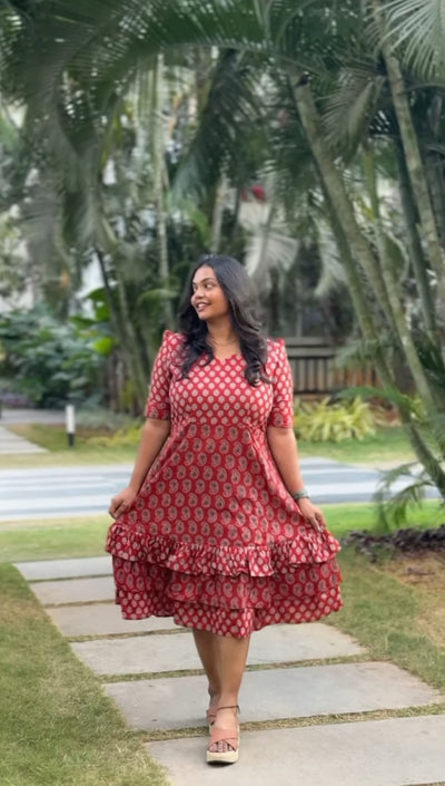Anucharan's Paisley Print Red Dress