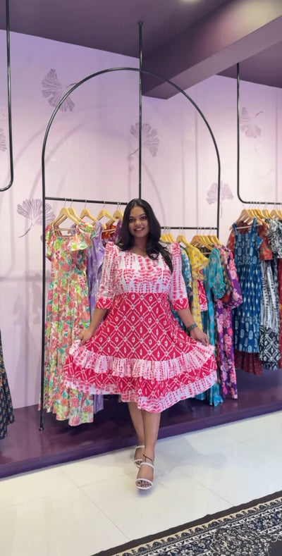 Anucharan's Shibori Pink & White Dress