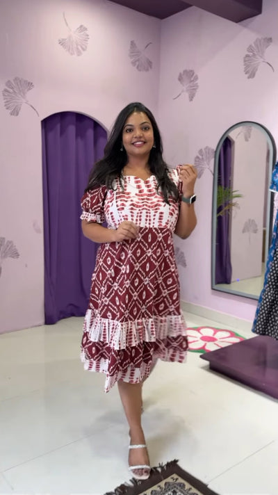 Anucharan's Shibori Brown & White Dress