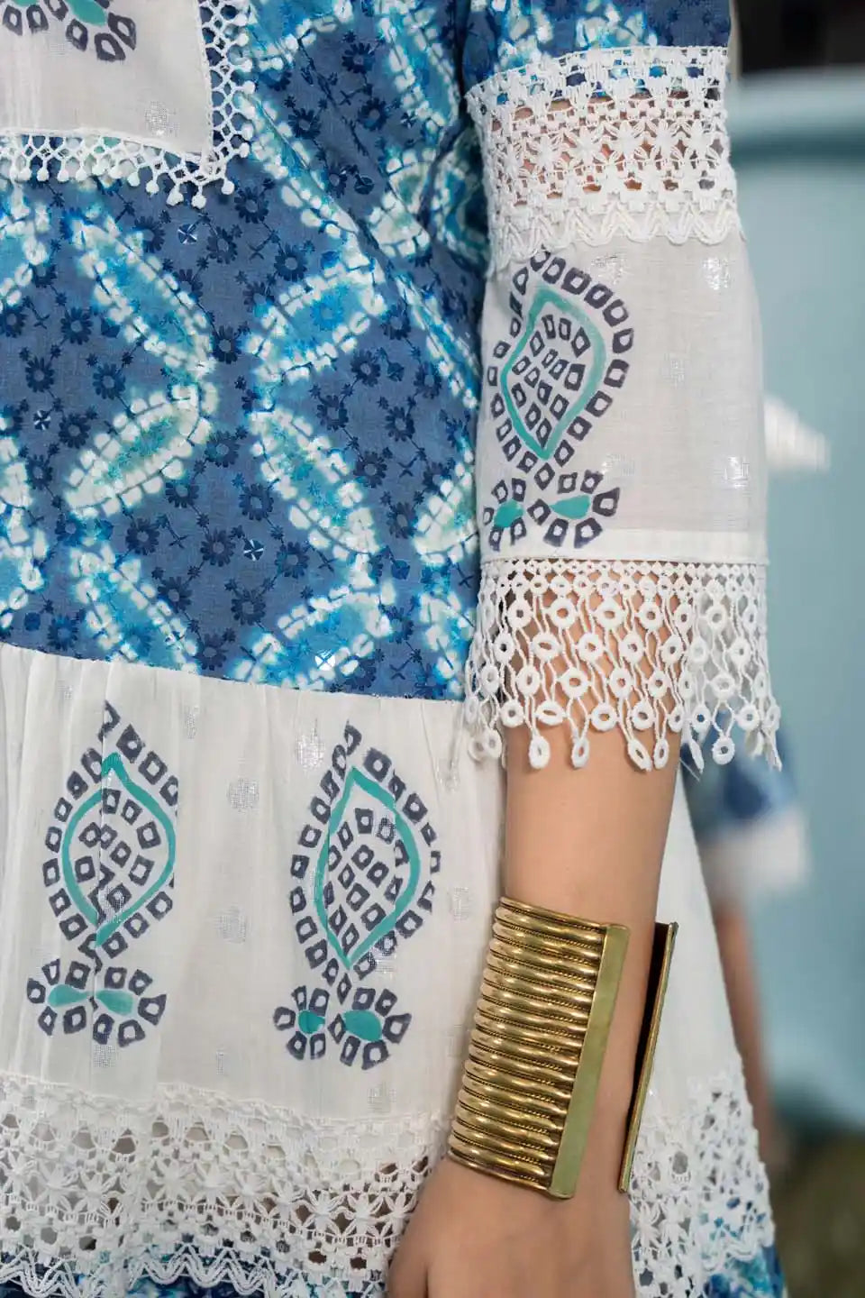Inaaya Trendy Boho Short Dress With Lace Detailing