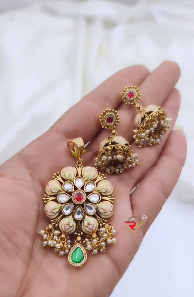 Nivksha Brass Amara Pendant  Set