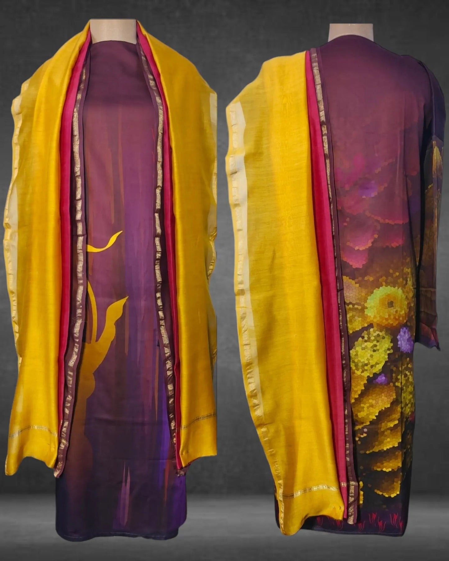 Semistitched Chanderi Casual Suitset