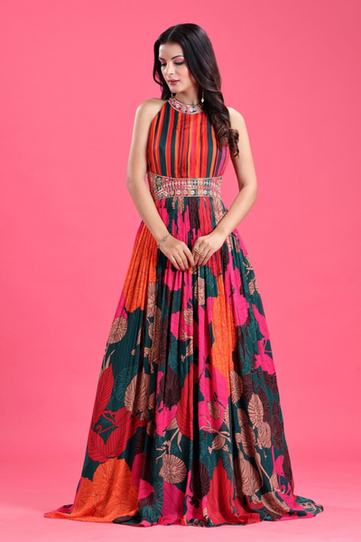 Multi-Color Floor-length gown