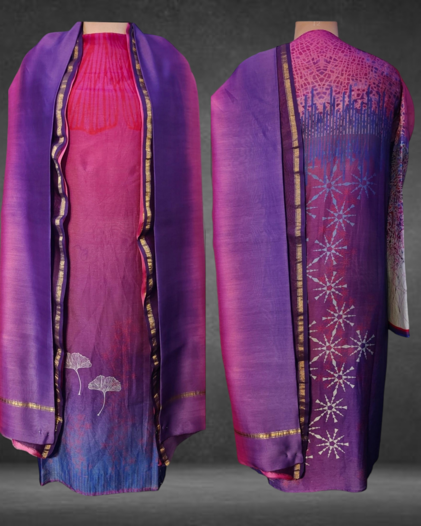 Semistitched Chanderi Casual Suitset