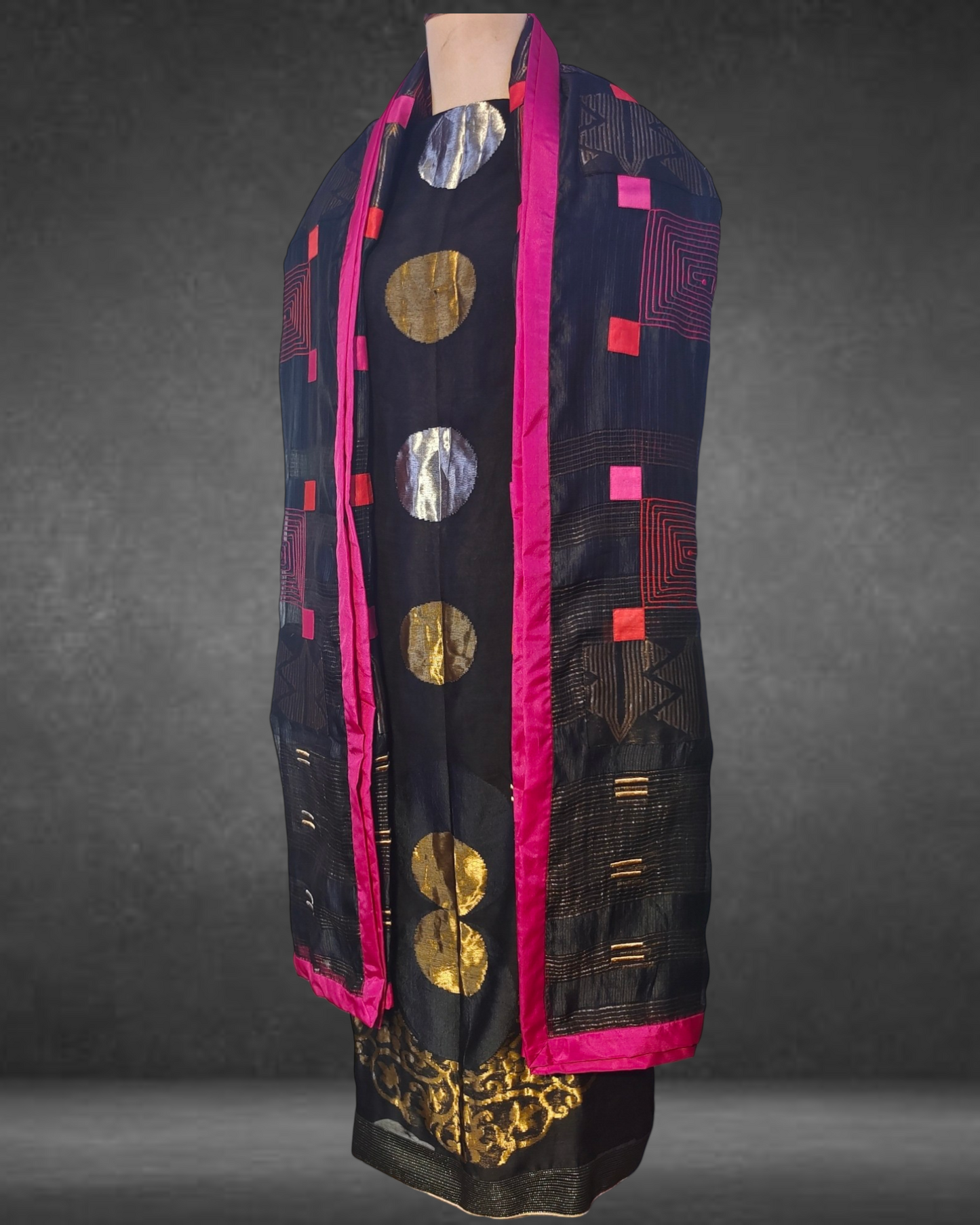 Semi Stitched Formal Chanderi Suit Set