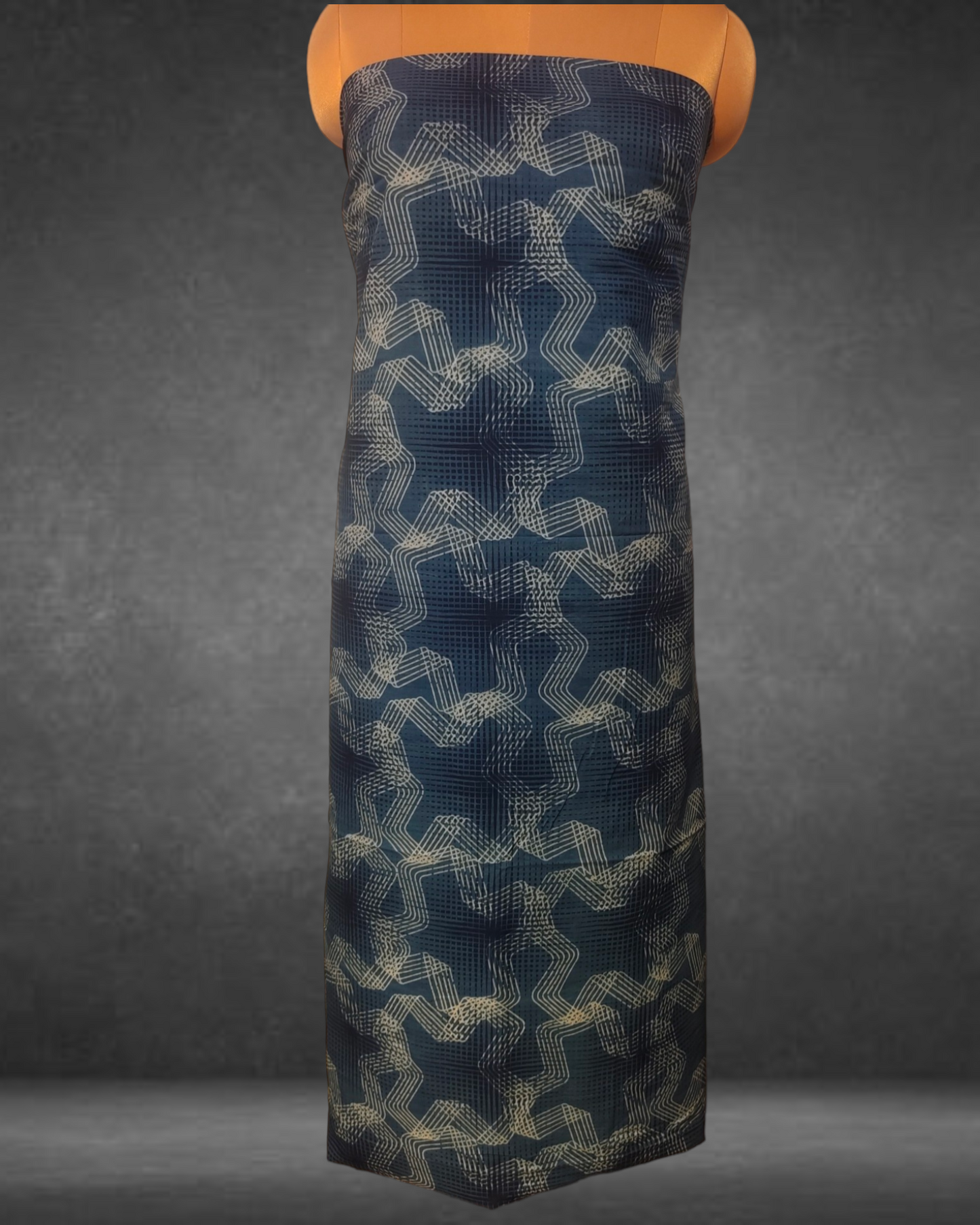 Discharge printed pure cotton Indigo fabric