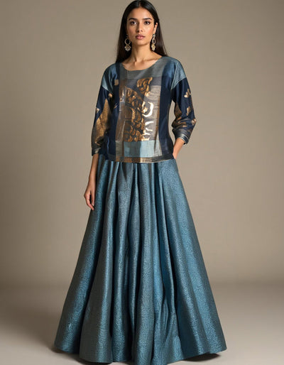 Formal chanderi zariwoven Skirtset