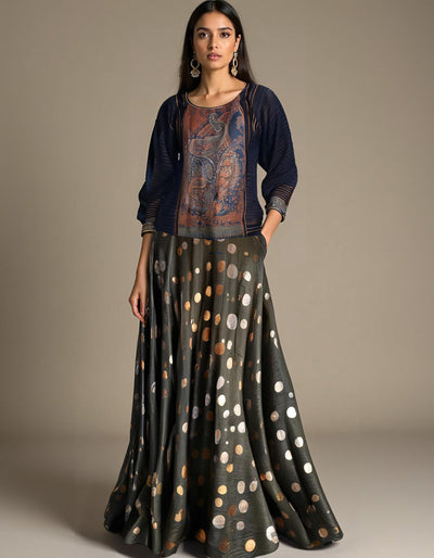 Formal chanderi zariwoven Skirtset (VKSKT01MAR07)
